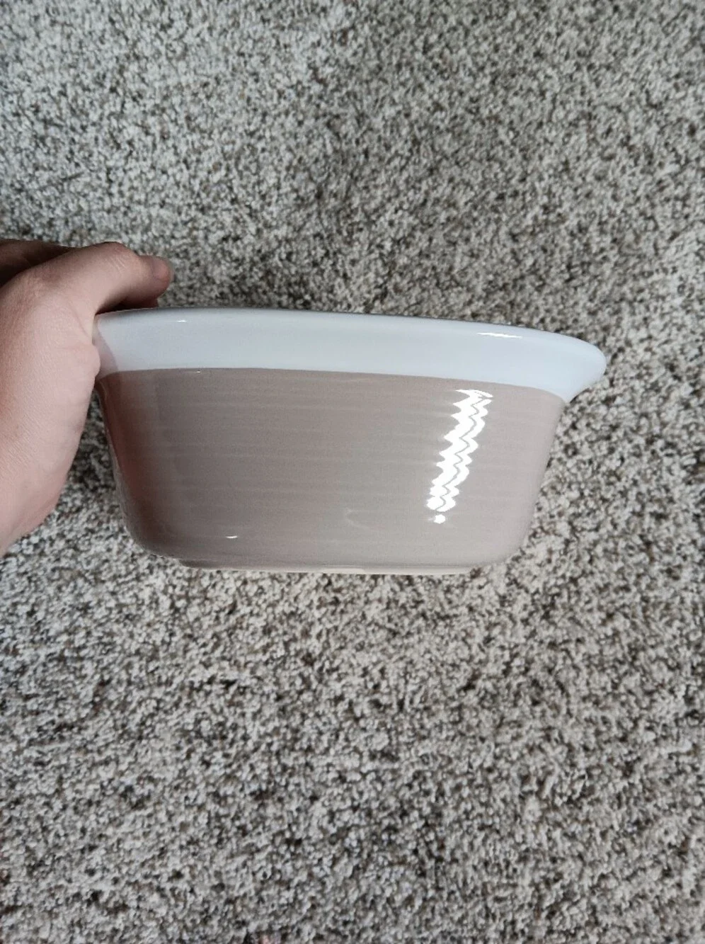 Corningware Etch Stoneware Square  Casserole Dish 1.5 Quart Taupe Sand